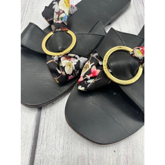 Women's Ted Baker Sandals Size 38 Black Floral - Picture 4 of 11